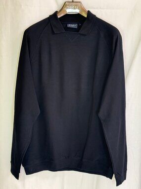 Bobby Jones Players Men's Long Sleeves w/ Collar Pullover Sweatshirt - Black -XL